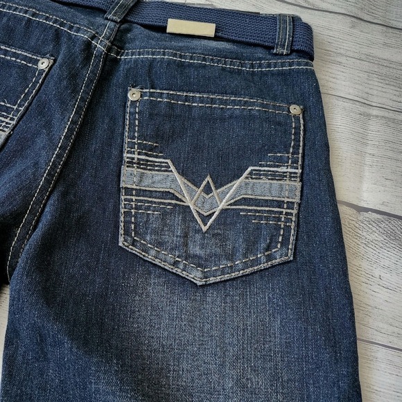 Men's Distressed Dark Blue Wash Denim Shorts Skinny Fit - Picture 7 of 11